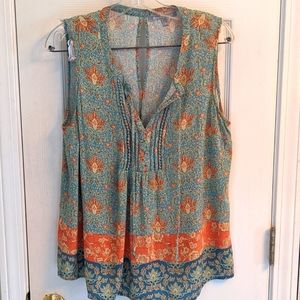 Colorful Floral Women's Sleeveless Top Size Large